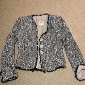 Giorgio Armani Women's Navy and Grey Tweed Jacket